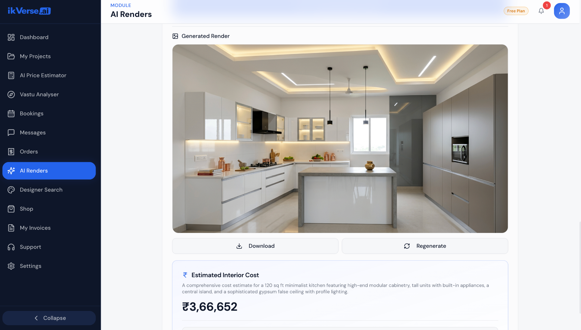 Homeowner AI render workspace