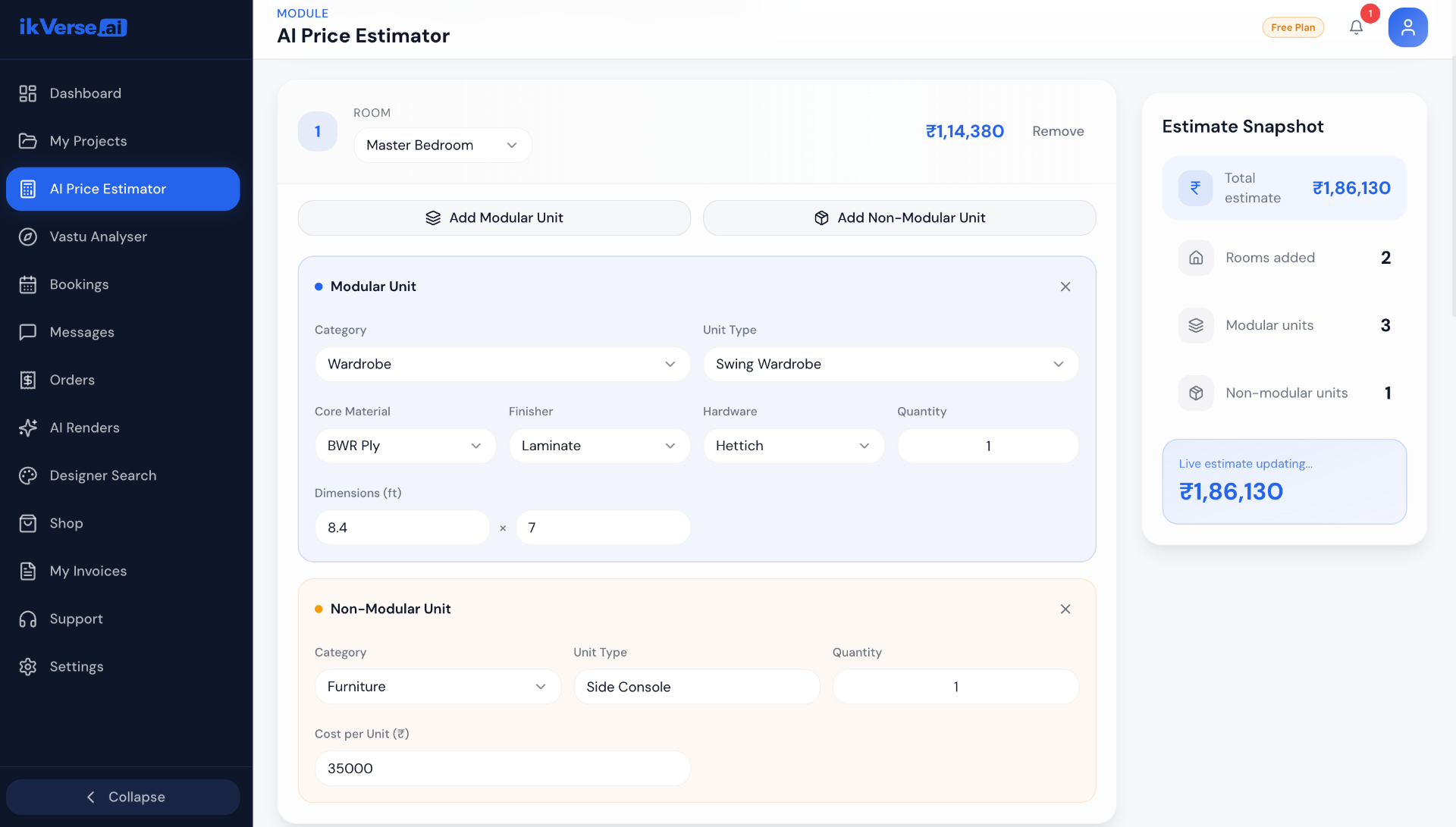 Homeowner price estimator